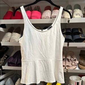 Express White Women's Peplum Tank Top